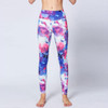 Sports Fitness Printed Slim Trousers Yoga Pants (Color:Flower Blue Size:XL)