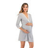 Fashionable lace and Three Quarter Sleeve Dress (Color:Light Gray Size:XXL)