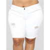 Plus Size Solid Color Casual Five-point Pants (Color:White Size:XXL)