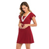 Fashion Lace Multi Function Nursing Dress (Color:Red Size:XL)