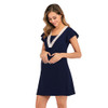 Fashion Lace Multi Function Nursing Dress (Color:Blue Size:S)