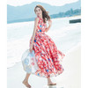 Vest Skirt Bohemian Chiffon Slim Slimming Beach Long Skirt Seaside Holiday Dress (Color:Red Size:XL)