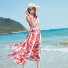 Vest Skirt Bohemian Chiffon Slim Slimming Beach Long Skirt Seaside Holiday Dress (Color:Red Size:L)