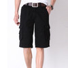 Multi-pocket Overalls Comfortable and relaxed Casual Shorts (Color:Black Size:40)