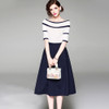 Off-the-shoulder Knit Coat + Skirt Two-piece Suit (Color:As Show Size:XXL)