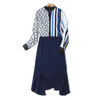 Fashion Striped Shirt + Hip Fishtail Skirt Suit (Color:As Show Size:XXL)