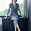 Loose Two-Piece Mesh Gauze A-Line Skirt + Long Coat(Color:Dark Gray Size:One Size)
