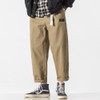 Spring and Autumn Loose Casual Cropped Trousers Cargo Pants for Men, with Detachable Belt (Color:0534 Khaki Size:XXL)