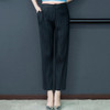 Women Pleated Stretch Pants (Color:Black Size:One Size)