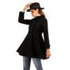 Women Short Swing Woolen Coat (Color:Black Size:XXL)