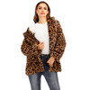 Women Leopard Short Plush Coat (Color:Brown Size:XL)