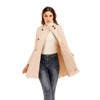 Women Short Swing Woolen Coat (Color:Beige Size:XXL)