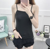 Polyester Solid Color Tight Top Bottoming Sling for Ladies (Color:Black Size:Free Size)