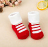 3 Pairs Newborn Thick Cotton Baby Socks, Size:M(Red Four Barsx)
