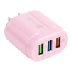 13-222 QC3.0 USB + 2.1A Dual USB Ports Macarons Travel Charger, US Plug(Pink)