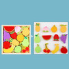 2 PCS Cartoon Three-Dimensional Puzzle Children Wooden Educational Early Education Grasping Board Toy(Fruit)