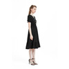 V-neck Solid Color Short Sleeve Hepburn Dress (Color:Black Size:S)