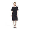 Hepburn Style Solid Color Elegant Square Neck Short Sleeve Dress (Color:Black Size:XL)