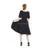 Hepburn Style Solid Color Elegant Square Neck Short Sleeve Dress (Color:Black Size:XL)