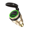 Motorcycle European-style Small-caliber Aluminum Alloy QC 3.0 + PD Fast Charge USB Charger, Shell Color:Gold(Green Light)