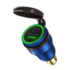 Motorcycle European-style Small-caliber Aluminum Alloy QC 3.0 + PD Fast Charge USB Charger, Shell Color:Blue(Green Light)