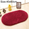 Faux Fur Rug Anti-slip Solid Bath Carpet Kids Room Door Mats Oval  Bedroom Living Room Rugs, Size:40x60cm(Wine Red)