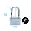 4 PCS Square Blade Imitation Stainless Steel Padlock, Specification: Long 60mm Open