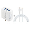 SOlma 2 in 1 6.2A 3 USB Ports Travel Charger + 1.2m USB to 8 Pin Data Cable Set, AU Plug