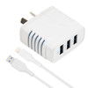 SOlma 2 in 1 6.2A 3 USB Ports Travel Charger + 1.2m USB to 8 Pin Data Cable Set, AU Plug