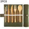 2 PCS Travel Creative Bamboo Straw Dinnerware Knives Fork Spoon Chopsticks Set with Cloth Bag(Green)