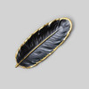 Phnom Penh Ceramic Dessert Plate Feather Plate Banana Leaf Fruit Dried Fruit Storage Tray, Size: Small (Matte  Black)