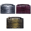 Ladies Snake Texture Print Clutch Bag Long Crossbody Bag With Chain(14# Purple)