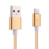 1m Weave Style 2A Magnetic USB-C / Type-C to USB Weave Style Data Sync Charging Cable with LED Indicator, For Galaxy S8 & S8 + / LG G6 / Huawei P10 & P10 Plus / Xiaomi Mi6 & Max 2 and other Smartphones (Gold)