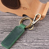 2 PCS Handmade Crazy Horse Leather Retro Keychain Car Couple Keychain, Specification: Double Ring(Ink Green)