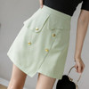 Summer Retro Irregular Short Skirt High-waisted A-line Skirt (Color:Green Size:XXL)