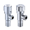 2 PCS Stainless Steel Double Outlet Angle Valve Single Handle Double Control 1 In 2 Out Electroplating Wire Drawing Angle Valve, Specification: Three Round Plated Hot Water