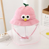 Autumn Winter Velvet Anti-Saliva Splash Anti-Spitting Anti-Fog Anti-Oil Baby Kids Cap Removable Face Shield  For 6-18 Months(Pink Green Bud Eyes)