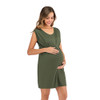 Knitted Round Neck Sleeveless Dress (Color:Army Green Size:XXL)