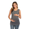 Round Neck Solid Color Nursing Vest (Color:Dark Gray Size:L)