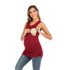 Round Neck Solid Color Nursing Vest (Color:Red Size:L)