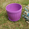 10 PCS Imitation Wooden Barrel Plastic Resin Flower Pot with Tray, Top Diameter: 16cm, Height: 13.5cm(Purple)