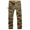 Men Casual Plus Size Multi-pocket Overalls (Color:Khaki Size:30)