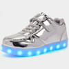 USB Charging LED Light Shoes Comfortable Breathable Casual Shoes(Color:Mirror Silver Size:32)