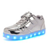 USB Charging LED Light Shoes Comfortable Breathable Casual Shoes(Color:Mirror Silver Size:34)