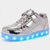 USB Charging LED Light Shoes Comfortable Breathable Casual Shoes(Color:Mirror Silver Size:34)