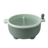 2 PCS Fruit Basket Double-Layer Dense Hole Drain Plastic Basket Household Hand-Operated Vegetable Washing Basket(Light Green)