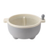 2 PCS Fruit Basket Double-Layer Dense Hole Drain Plastic Basket Household Hand-Operated Vegetable Washing Basket(Gray White)