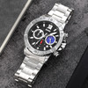 SKMEI 9235 Men Moonphase Stopwatch Stainless Steel Strap Quartz Watch(Silver Black)