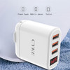 CYKE Smart Digital Display 3-Ports USB Travel Charger(EU Plug-White)