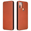 For HTC Desire 20 Plus Carbon Fiber Texture Magnetic Horizontal Flip TPU + PC + PU Leather Case with Card Slot(Brown)